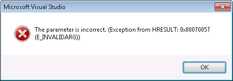 Fixed E_INVALIDARG exception