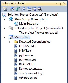 New project is created after convesion in Solution Explorer
