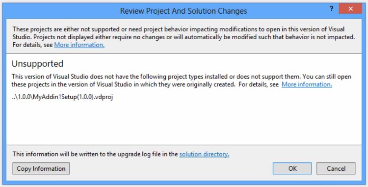 Loading .vdproj file in Visual Studio 2012